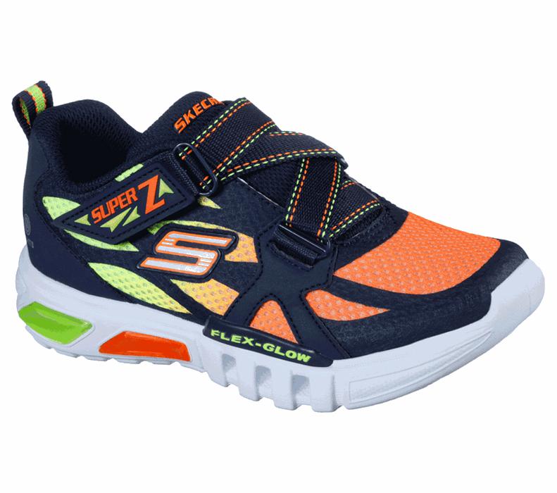 Skechers S Lights: Flex-Glow - Lowex - Boys Sneakers Navy/Orange [AU-EO5176]